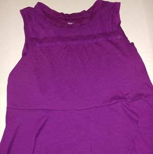 Sleeveless plum top with sheer panels
